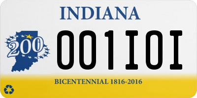 IN license plate 001IOI