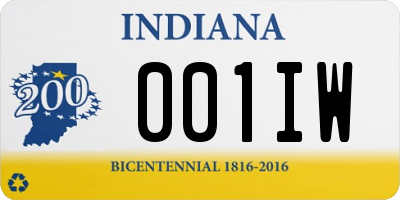 IN license plate 001IW