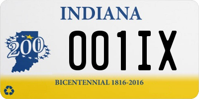 IN license plate 001IX