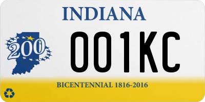 IN license plate 001KC