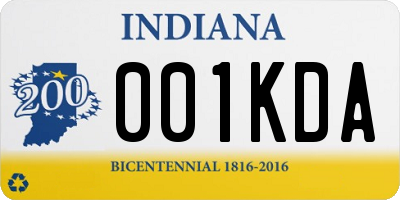 IN license plate 001KDA
