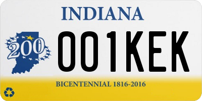IN license plate 001KEK