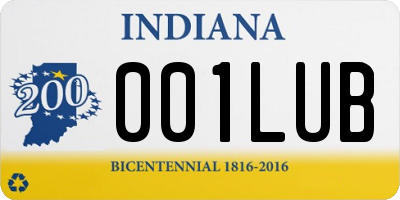 IN license plate 001LUB