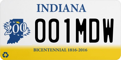 IN license plate 001MDW