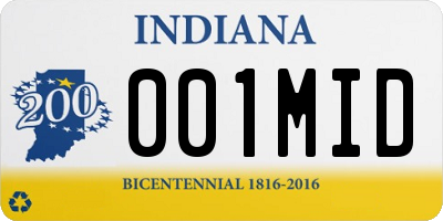 IN license plate 001MID