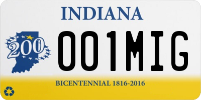 IN license plate 001MIG
