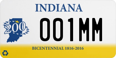 IN license plate 001MM