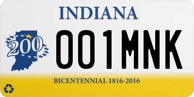 IN license plate 001MNK