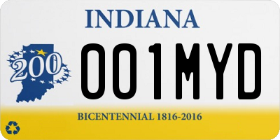 IN license plate 001MYD
