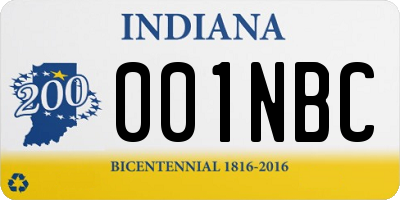 IN license plate 001NBC