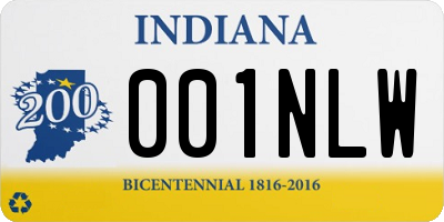 IN license plate 001NLW