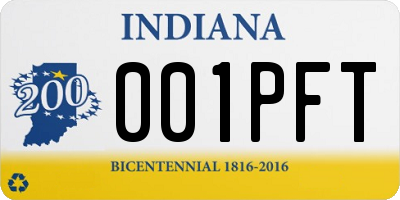 IN license plate 001PFT