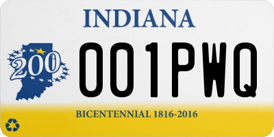 IN license plate 001PWQ