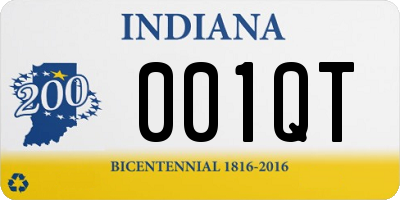 IN license plate 001QT