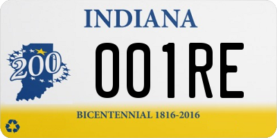 IN license plate 001RE