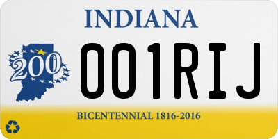 IN license plate 001RIJ