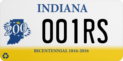 IN license plate 001RS