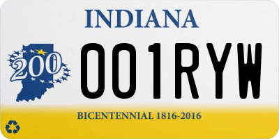 IN license plate 001RYW