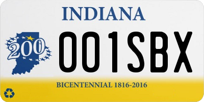 IN license plate 001SBX