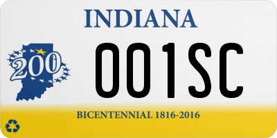 IN license plate 001SC