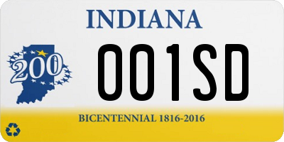 IN license plate 001SD