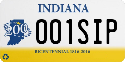 IN license plate 001SIP