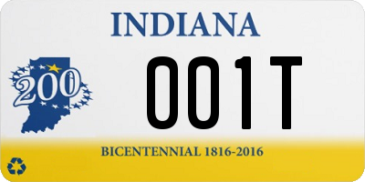 IN license plate 001T