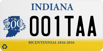 IN license plate 001TAA