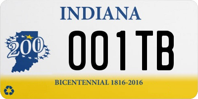 IN license plate 001TB