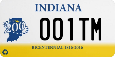 IN license plate 001TM