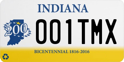IN license plate 001TMX