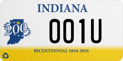 IN license plate 001U