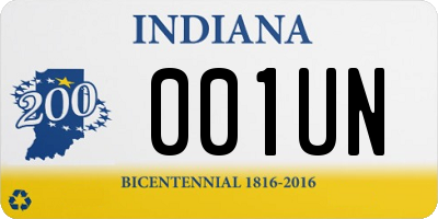 IN license plate 001UN