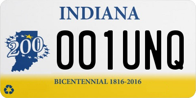IN license plate 001UNQ