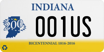 IN license plate 001US