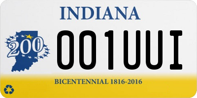 IN license plate 001UUI