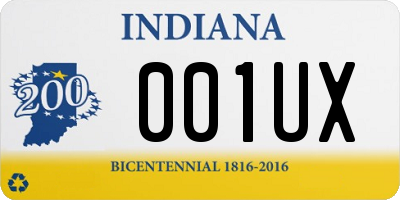 IN license plate 001UX