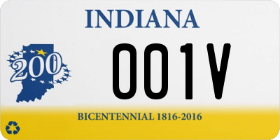 IN license plate 001V