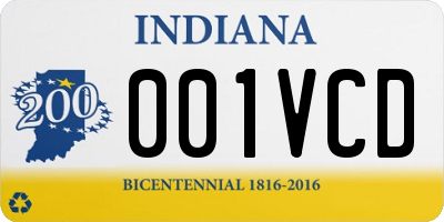 IN license plate 001VCD