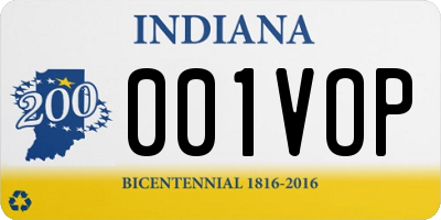 IN license plate 001VOP