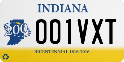IN license plate 001VXT