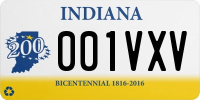 IN license plate 001VXV