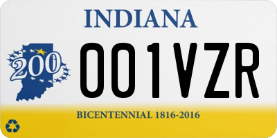IN license plate 001VZR