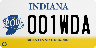 IN license plate 001WDA