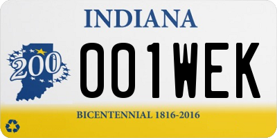 IN license plate 001WEK