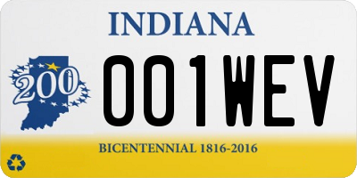 IN license plate 001WEV