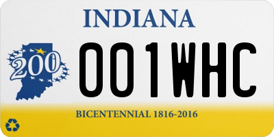 IN license plate 001WHC