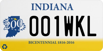 IN license plate 001WKL