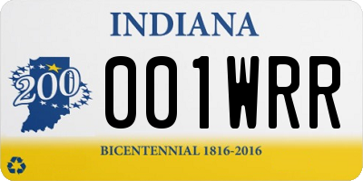 IN license plate 001WRR