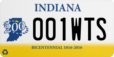 IN license plate 001WTS